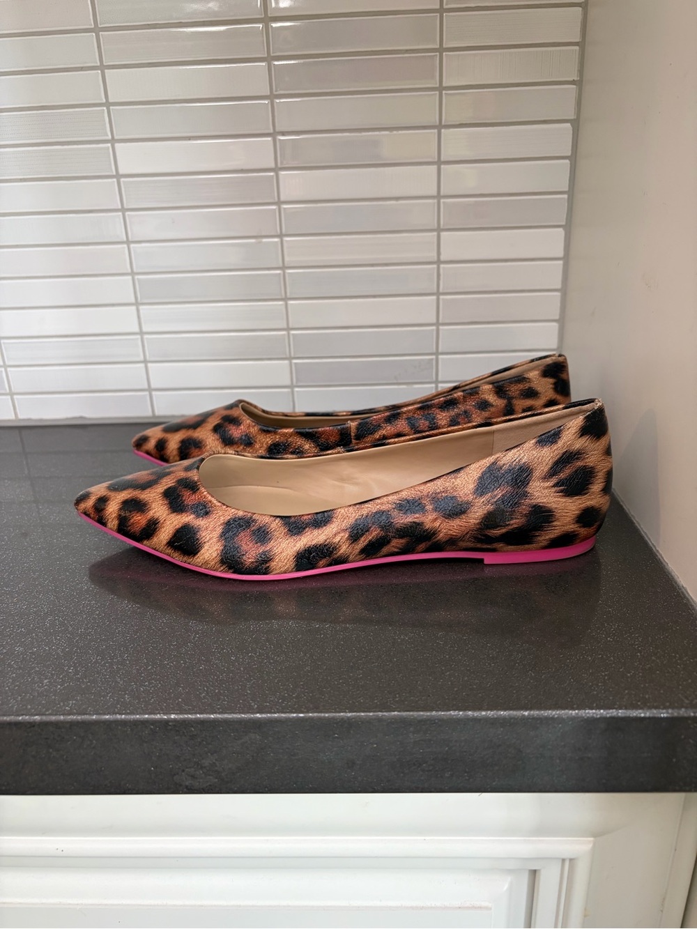 Mix No 6 Pointed Toe Women's Leopard Print Flats